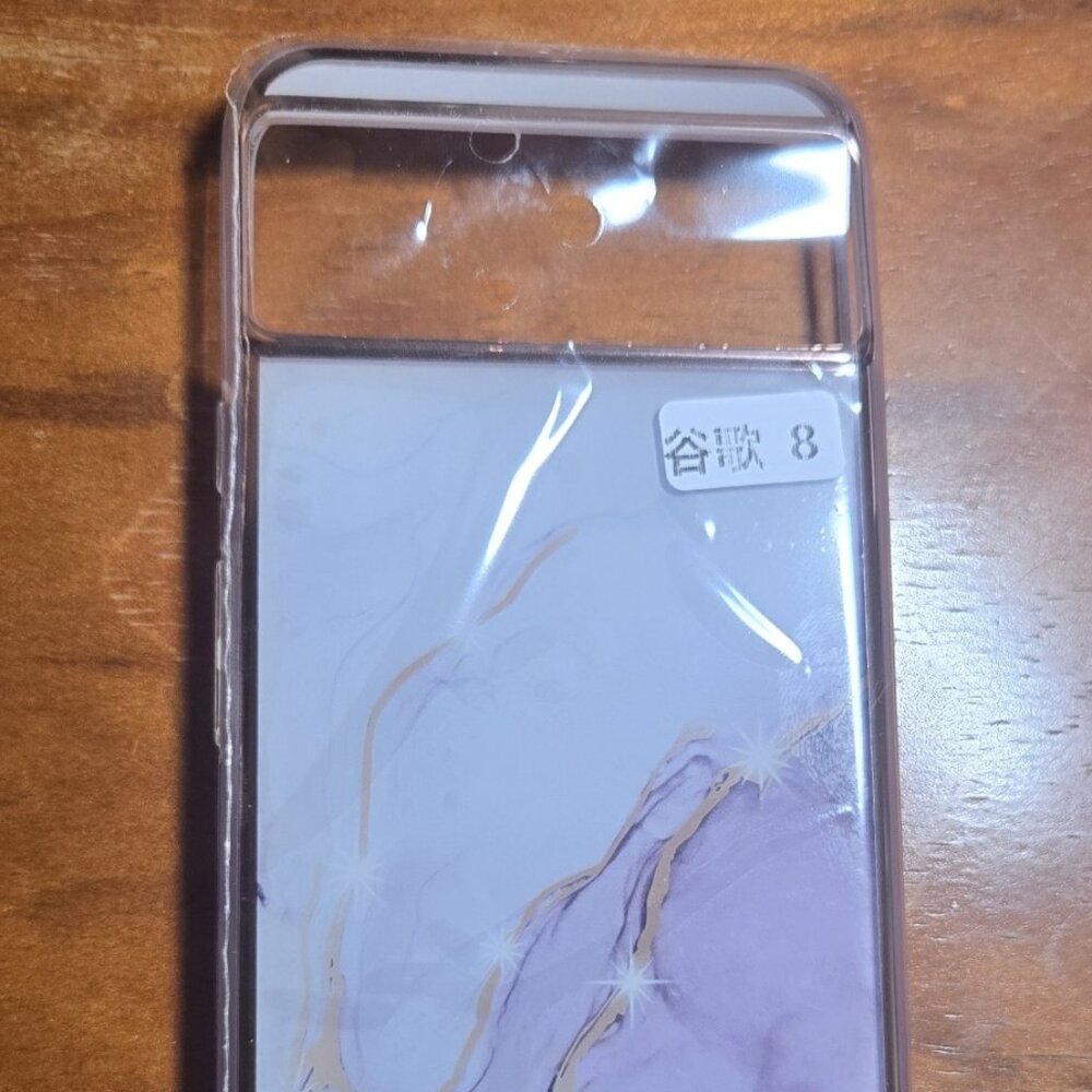 Designed for Google Pixel 8 Marble Case. Purple Gold